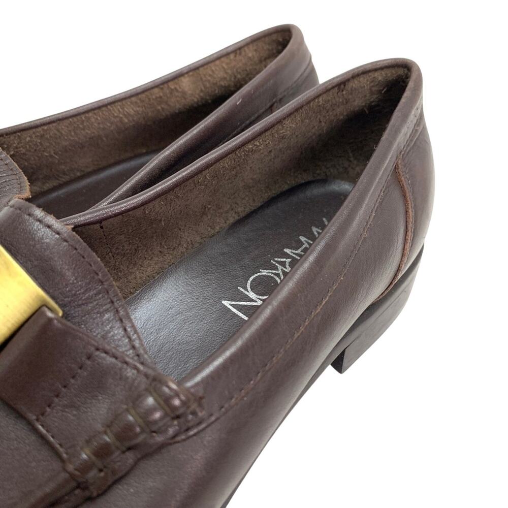MARKON Womens Square Toe Brown Leather Loafers Flats ALPHA Slip On Shoes sz 10 - Picture 11 of 16